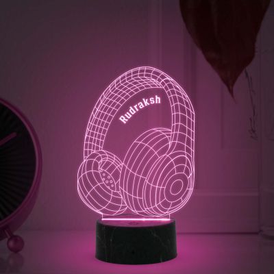 3D Illusion Headphone Night lamp with Automatic Color Changing Light Customized with Name Gift for Boy, Friend, Brother